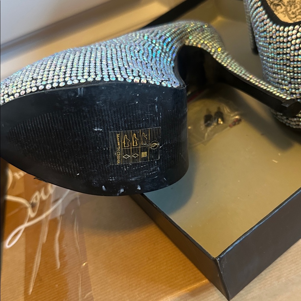 Pleaser Silver Rhinestone Heels - Picture 2 of 4